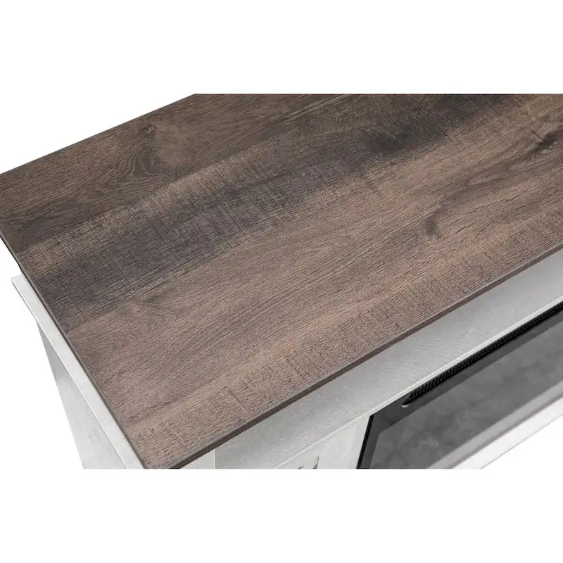 48" White TV Stand with Electric Fireplace, TVs up to 55", Adjustable Shelves, Cable Management, Transitional Style
