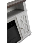 48" White TV Stand with Electric Fireplace, TVs up to 55", Adjustable Shelves, Cable Management, Transitional Style