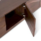 Mid-Century Modern TV Stand - 4-Door Cabinet with Wave Pattern, Cable Management, Walnut Wood & MDF, Fits TVs up to 115", 200 lbs