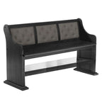 Counter Height Dining Bench 68"L with Tufted Backrest, Linen Upholstered Rustic Bench