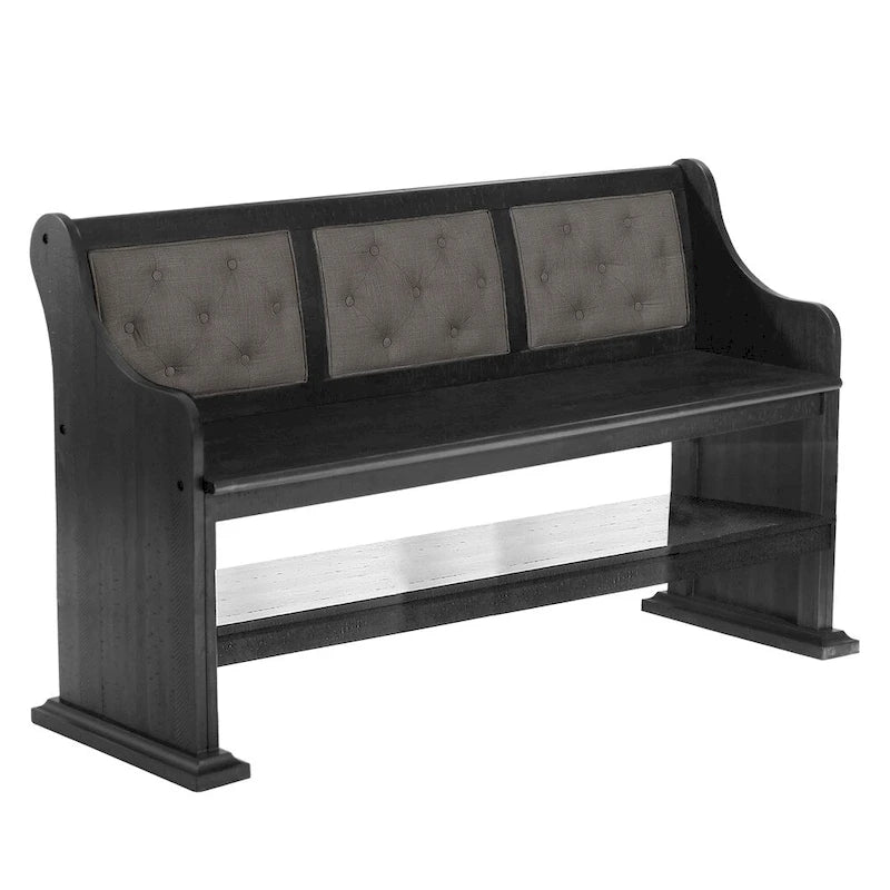Best Quality Furniture Tufted Backrest Upholstered Counter Height Dining Bench (Single)