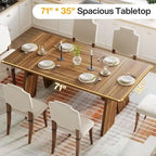 71" Farmhouse Dining Table for 6-8 People, Rectangular Wood Kitchen Table, 200 lbs Capacity