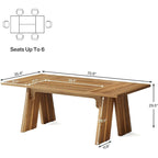 71" Farmhouse Dining Table for 6-8 People, Rectangular Wood Kitchen Table, 200 lbs Capacity