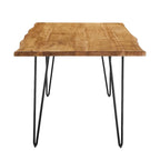 60" Live Edge Dining Table, Solid Acacia Wood with Metal Hairpin Legs, Seats 6, Natural & Black