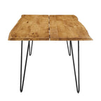 60" Live Edge Dining Table, Solid Acacia Wood with Metal Hairpin Legs, Seats 6, Natural & Black