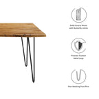 60" Live Edge Dining Table, Solid Acacia Wood with Metal Hairpin Legs, Seats 6, Natural & Black