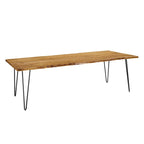 60" Live Edge Dining Table, Solid Acacia Wood with Metal Hairpin Legs, Seats 6, Natural & Black