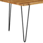 60" Live Edge Dining Table, Solid Acacia Wood with Metal Hairpin Legs, Seats 6, Natural & Black