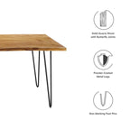 60" Live Edge Dining Table, Solid Acacia Wood with Metal Hairpin Legs, Seats 6, Natural & Black