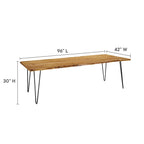 60" Live Edge Dining Table, Solid Acacia Wood with Metal Hairpin Legs, Seats 6, Natural & Black