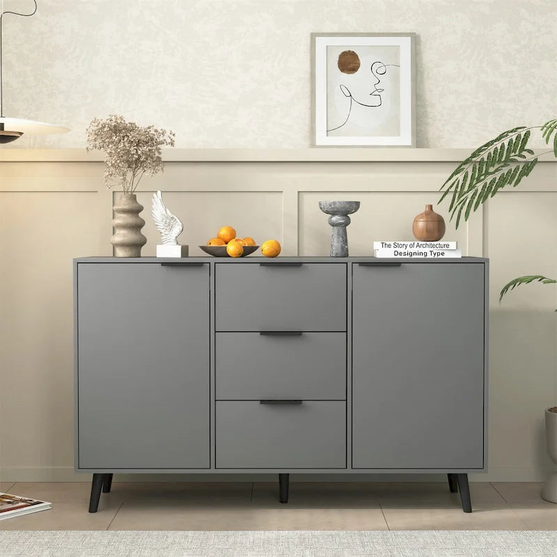 Wood Sideboard Buffet Cabinet with Storage, 3 Drawers & 2 Doors, Dining Room Console Table