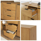 Wood Sideboard Buffet Cabinet with Storage, 3 Drawers & 2 Doors, Dining Room Console Table