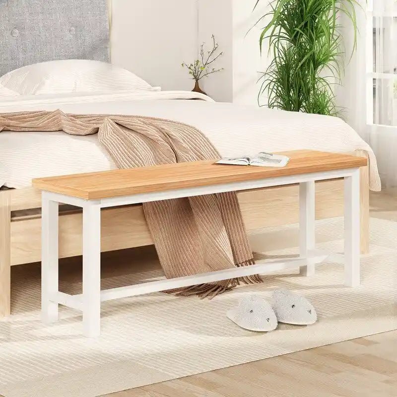 Industrial Dining Benches Set of 2, 38.6"L Wood & Steel Bench, 250 lbs Capacity, Rustic Style