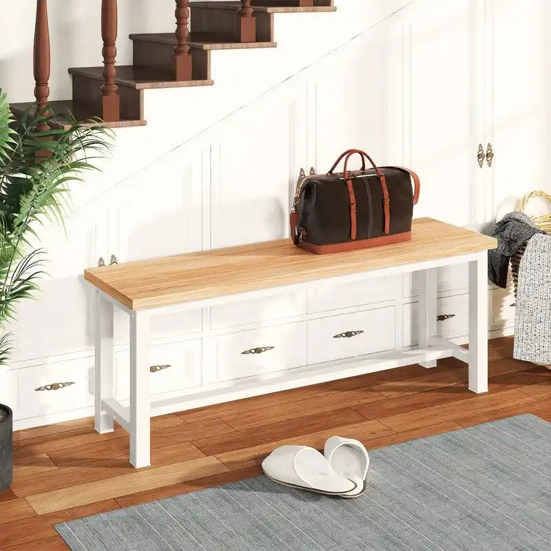 Industrial Dining Benches Set of 2, 38.6"L Wood & Steel Bench, 250 lbs Capacity, Rustic Style