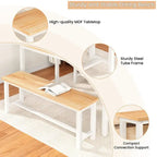 Industrial Dining Benches Set of 2, 38.6"L Wood & Steel Bench, 250 lbs Capacity, Rustic Style