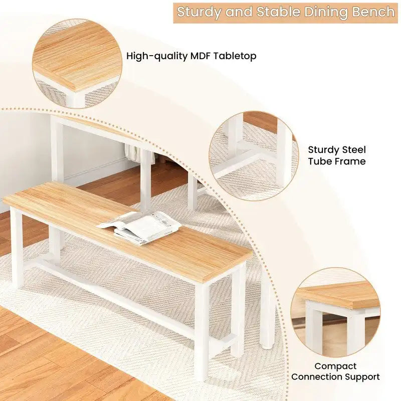 Industrial Dining Benches Set of 2, 38.6"L Wood & Steel Bench, 250 lbs Capacity, Rustic Style