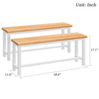 Industrial Dining Benches Set of 2, 38.6"L Wood & Steel Bench, 250 lbs Capacity, Rustic Style