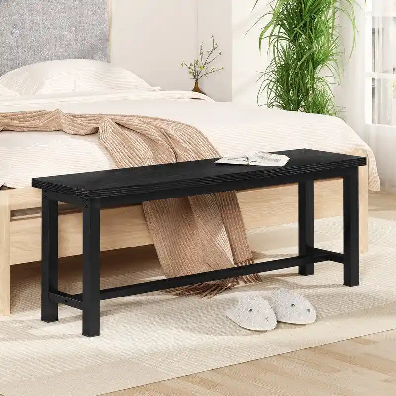 Industrial Dining Benches Set of 2, 38.6"L Wood & Steel Bench, 250 lbs Capacity, Rustic Style