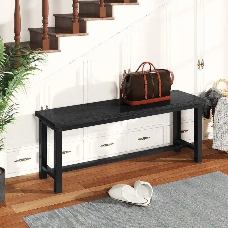 Industrial Dining Benches Set of 2, 38.6"L Wood & Steel Bench, 250 lbs Capacity, Rustic Style