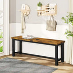 Industrial Dining Benches Set of 2, 38.6"L Wood & Steel Bench, 250 lbs Capacity, Rustic Style