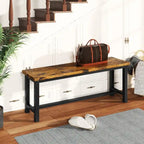 Industrial Dining Benches Set of 2, 38.6"L Wood & Steel Bench, 250 lbs Capacity, Rustic Style