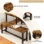 Industrial Dining Benches Set of 2, 38.6"L Wood & Steel Bench, 250 lbs Capacity, Rustic Style