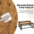 Industrial Dining Benches Set of 2, 38.6"L Wood & Steel Bench, 250 lbs Capacity, Rustic Style