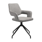 Swivel Dining Chairs Set of 2 with Curved Back & Padded Armrests, 180° Rotation, Gray Upholstered