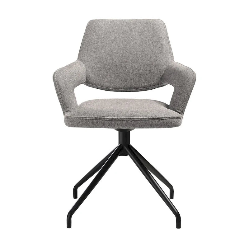 Swivel Dining Chairs Set of 2 with Curved Back & Padded Armrests, 180° Rotation, Gray Upholstered