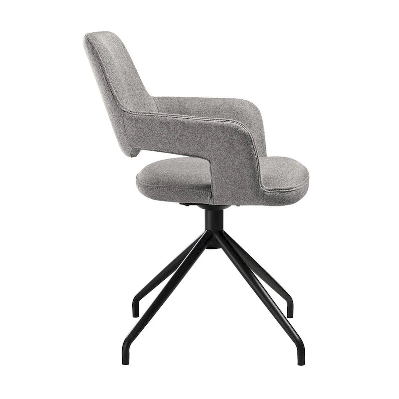 Swivel Dining Chairs Set of 2 with Curved Back & Padded Armrests, 180° Rotation, Gray Upholstered