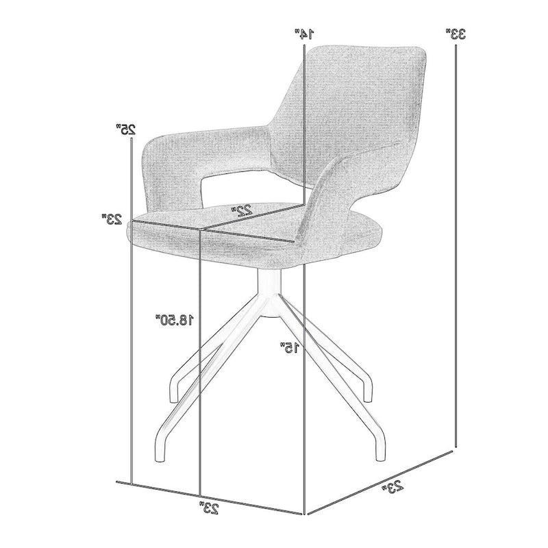 Swivel Dining Chairs Set of 2 with Curved Back & Padded Armrests, 180° Rotation, Gray Upholstered