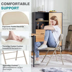 Folding Chairs Set of 2, PU Leather Padded with Metal Frame, 8.1 lbs Each, No Assembly, Black