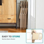 Folding Chairs Set of 2, PU Leather Padded with Metal Frame, 8.1 lbs Each, No Assembly, Black