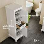 24" Freestanding Linen Cabinet - Solid Wood - 2 Soft-Close Doors - Dovetail Drawer - 3 Shelves - Brushed Nickel Hardware - Hand-Painted - Fully Assembled