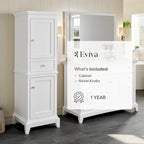 24" Freestanding Linen Cabinet - Solid Wood - 2 Soft-Close Doors - Dovetail Drawer - 3 Shelves - Brushed Nickel Hardware - Hand-Painted - Fully Assembled