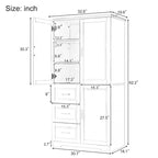 Tall Wide Storage Cabinet - 2 Doors - 3 Drawers + 1 Cabinet - Adjustable Shelf - MDF - Waterproof - Anti-Tip - Metal Hardware - 3 Tiers - Multi-Purpose Bathroom