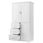 Tall Wide Storage Cabinet - 2 Doors - 3 Drawers + 1 Cabinet - Adjustable Shelf - MDF - Waterproof - Anti-Tip - Metal Hardware - 3 Tiers - Multi-Purpose Bathroom