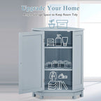 Triangle Corner Storage Cabinet - Grey - 2 Adjustable Shelves - MDF Board - Waterproof - Wood Knob - Space-Saving - Modern Bathroom Kitchen - 3 Compartments