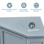 Triangle Corner Storage Cabinet - Grey - 2 Adjustable Shelves - MDF Board - Waterproof - Wood Knob - Space-Saving - Modern Bathroom Kitchen - 3 Compartments