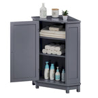 Triangle Corner Storage Cabinet - Grey - 2 Adjustable Shelves - MDF Board - Waterproof - Wood Knob - Space-Saving - Modern Bathroom Kitchen - 3 Compartments