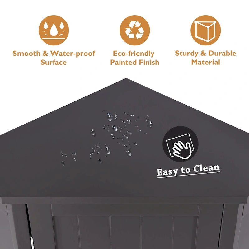 Triangle Corner Storage Cabinet - Grey - 2 Adjustable Shelves - MDF Board - Waterproof - Wood Knob - Space-Saving - Modern Bathroom Kitchen - 3 Compartments