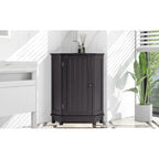 Triangle Corner Storage Cabinet - Grey - 2 Adjustable Shelves - MDF Board - Waterproof - Wood Knob - Space-Saving - Modern Bathroom Kitchen - 3 Compartments