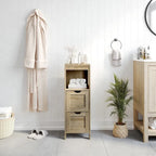 Farmhouse Bathroom Storage Organizer - 2 Removable Drawers - Open Shelf - 27.5 lbs Per Drawer - 55 lbs Shelf - Engineered Wood - Floor Protectors - Rustic Style