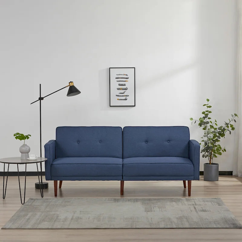 Convertible Sofa Bed 76"W, 3-Seat with Split Back, Removable Arms, Pine Wood Frame, Polyester