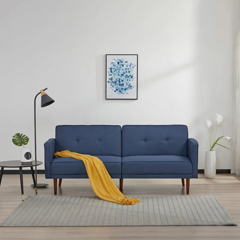 Convertible Sofa Bed 76"W, 3-Seat with Split Back, Removable Arms, Pine Wood Frame, Polyester