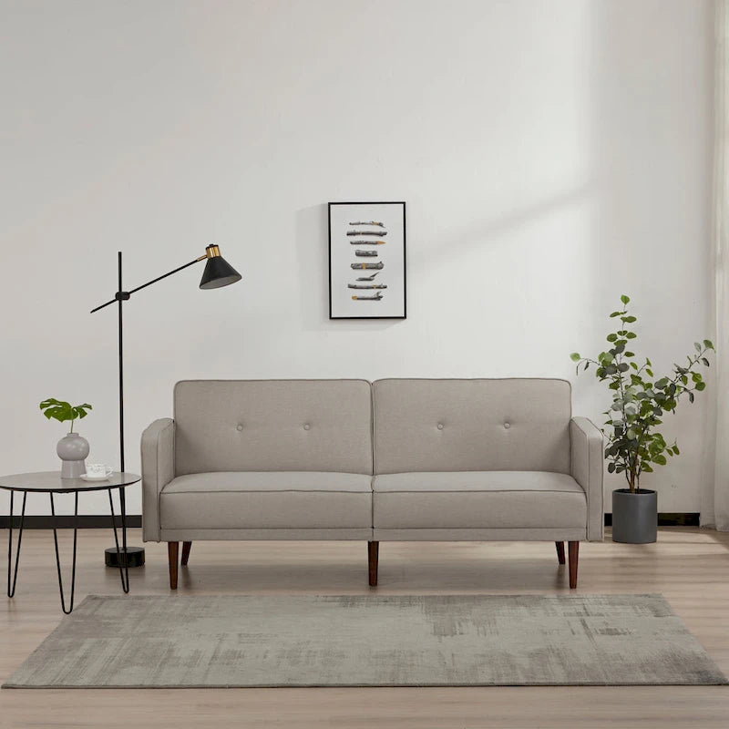 Convertible Sofa Bed 76"W, 3-Seat with Split Back, Removable Arms, Pine Wood Frame, Polyester