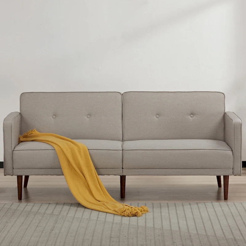 Convertible Sofa Bed 76"W, 3-Seat with Split Back, Removable Arms, Pine Wood Frame, Polyester