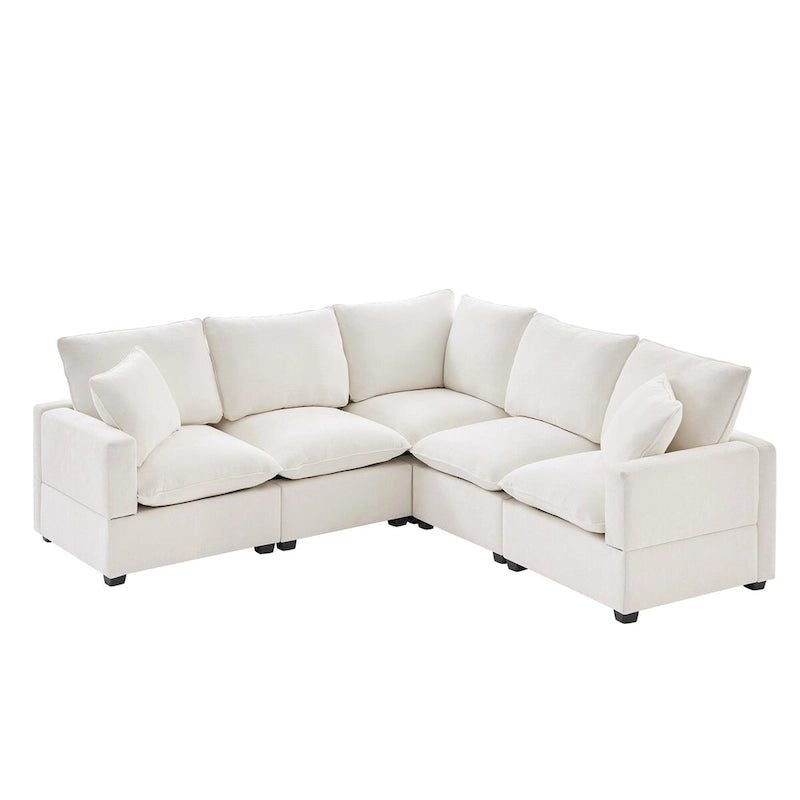 5-Seat L-Shape Modular Sectional Sofa, 84"x84"x37", Chenille, 330 LBS Capacity, Foam Cushions, 2 Pillows, Modern Style