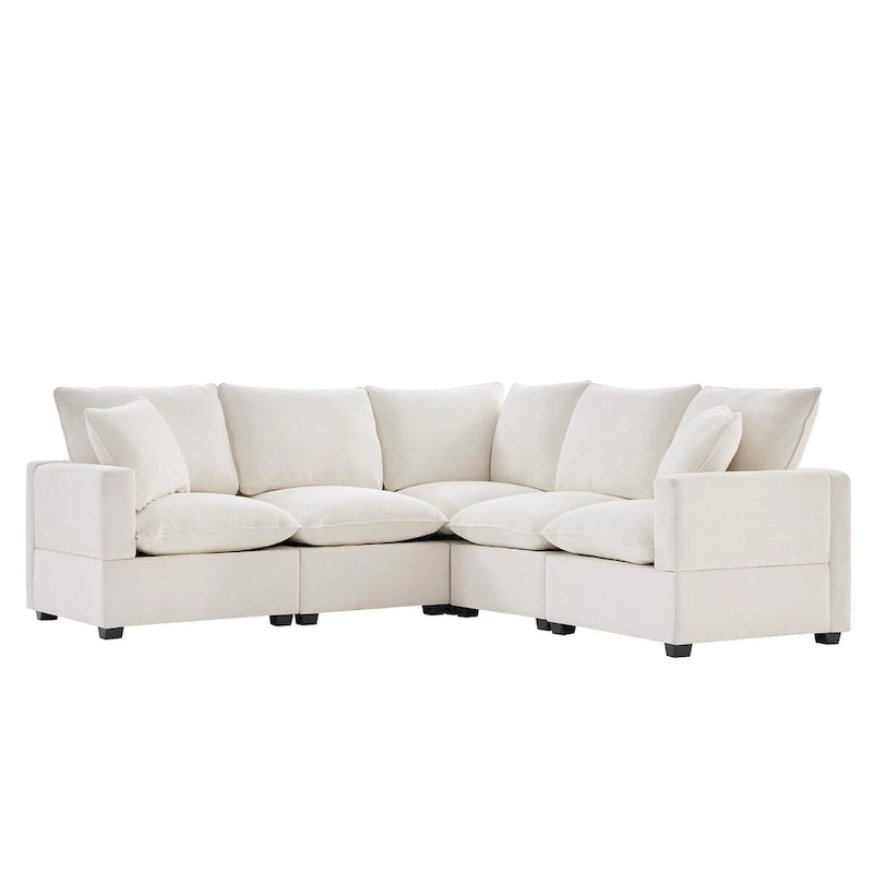 5-Seat L-Shape Modular Sectional Sofa, 84"x84"x37", Chenille, 330 LBS Capacity, Foam Cushions, 2 Pillows, Modern Style