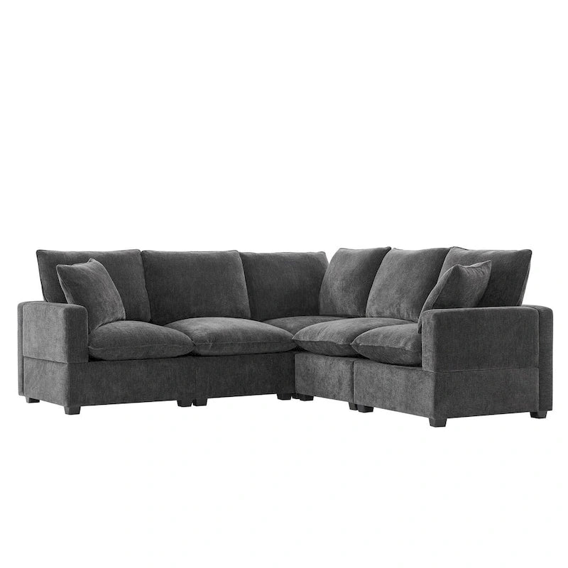 5-Seat L-Shape Modular Sectional Sofa, 84"x84"x37", Chenille, 330 LBS Capacity, Foam Cushions, 2 Pillows, Modern Style